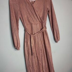 GB Girls Shimmering Long Sleeve Dress in Pink